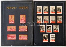 Csehszlovák és szovjet gyufacímke gyűjtemény:Arany Prága, városok, várak, sport, erdőművelés, stb. témában, 9db kartonon, 135db, különböző méretben