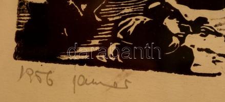 Olvashatatlan jelzéssel: Napfény. Linó, papír, foltos, üvegezett keretben, 7×18 cm