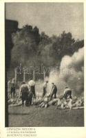 Auschwitz-Birkenau, Oswiecim; Cremation of corpses on pyres