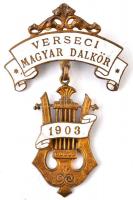 ~1903. Verseci Magyar Dalkör - 1903 zománcozott Cu jelvény (45x69mm) T:2