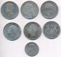 Bulgária 1882. 1L Ag + 1891KB 1L Ag + 1894KB 1L Ag + 1910. 1L Ag (2x) + 1912. 1L Ag + 1913. 50s Ag &...