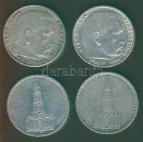 Német Birodalom 1934-36. 5M Ag "Garnisonkirche" (7x) + "Hindenburg" (2x) T:2/3