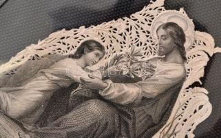 cca 1900-20 Vegyes, csipke szentkép tétel, különböző méretben és minőségben, 6db, cca 10x6cm