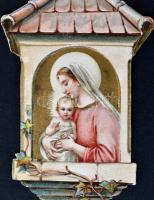 cca 1900-20 Litho szentkép szentoszlop, 14cm