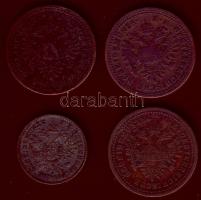 Ausztria/magyar verdejel 1851B 1/4Kr (1x), 1Kr (3x) T:3