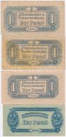 1944. &quot;A Vöröshadsereg Parancsnoksága&quot; 1P függőleges alap- és elcsúszontt nyomattal + 1P vízszintes alapnyomattal + 1P + 2P + 5P + 10P + 20P hajtatlan + 50P sorszámban a számjegyeknél kisebb betűk (~3mm) + 100P T:I--III