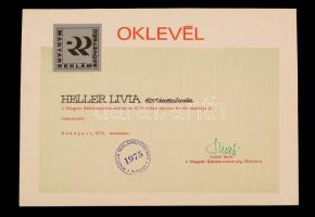 1976 a Magyar Reklámszövetség elismerő oklevele munkatársa részére