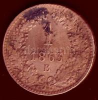 Ausztria/magyar verdejel 1851G 1Kr T:3 + 1863E 1Kr T:3/4 foltos R!