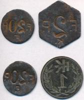 ~1919. 20f (2x) + 2K "Fővárosi pavilon?" fém bárcák + 1 "HKE" fém bárca T:2-