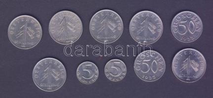 Ausztria 1931-35. 5Gr (2x), 50Gr (2x), 1Sch (6x) T:2/3