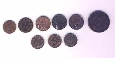 Ausztria 1858-85. 5/10Kr (4x), 1Kr (4x), 4Kr (1x) T:2/3,3
