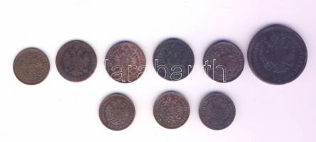 Ausztria 1858-85. 5/10Kr (4x), 1Kr (4x), 4Kr (1x) T:2/3,3