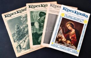 1928-29 Képes Krónika, Szépirodalmi, művészeti és társadalmi hetilap, sok fotóval illusztrált, 4 szám, 29x20cm
