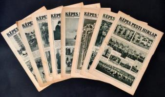 1929-39 Képes Pesti Hírlap, sok fotóval illusztrált, 30 szám, 29x21cm