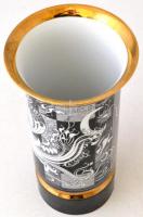 Hollóházi Szász Endre által tervezett mintával díszített porcelán váza, matricás, hibátlan, jelzett,...