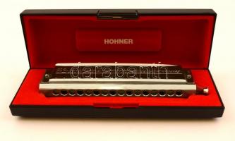 Hohner "The 64 chromonica" profi szájharmonika, eredeti tokjában, jelzett / Hohner Chromonica 280 C German harmonica in original box h:19 cm