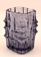 Halványlila öntött üvegváza, hibátlan, m: 14 cm