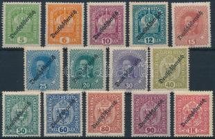 Forgalmi 14 érték felülnyomással (betapadás, Mi 228 hiányzik / missing), Definitive 14 stamps (hinged, Mi 228 missing)