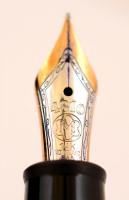 Montblanc töltőtoll 14K arany(Au) heggyel, szép állapotban, bőr tokban, h: 14 cm