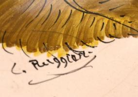 Kerámia gyümölcstartó, kézzel festett díszítéssel, jelzett, apró lepattanással, d: 30 cm, m: 15 cm