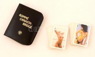 cca 1990 Erotikus römi kártya 2 pakli eredeti cipzáras tartóban, összesen 110 db lap / erotic rummy cards in case