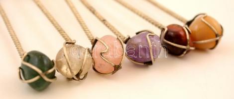 Csiszolt féldrágakövekkel díszített mokkás kanál készlet, 6 db