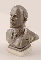 Lenin büszt, jelzés nélkül, fém, alabástrom talapzaton, m:21cm