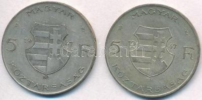 1947. 5Ft Ag "Kossuth" (2x) T:2-
Adamo 8.1