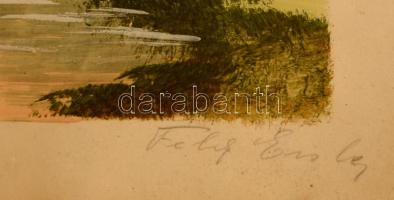 Olvashatatlan jelzéssel: Malom a vízparton, vegyes technika, papír, üvegezett keretben, 12x15cm