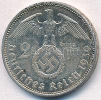 Német 3. Birodalom 1939A 2M Ag "Hindenburg" T:2 German Third Reich 1939A 2 Mark Ag "H...