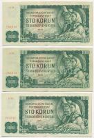 Csehszlovákia 1961. 100K (9x) közte 8db sorszámkövető (6+2) és 1db közeli sorszám T:II-,III szép pap...