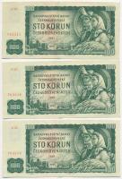 Csehszlovákia 1961. 100K (9x) közte 8db sorszámkövető (6+2) és 1db közeli sorszám T:II-,III szép pap...
