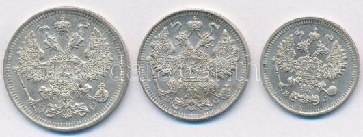 Orosz Birodalom 1915. 10k Ag + 1916. 15k Ag + 1916. 20k Ag T:2
Russian Empire 1915. 10 Kopek Ag + 1...
