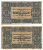 1923. 1000K "Magyar Pénzjegynyomda Rt. Budapest" + 1923. 1000K "8 FILLÉR - NYOLC FILL...