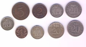 Észtország 1929-35. 1s (1x), 2s (1x), 5s (1x), 10s (3x), 20s (3x) T:2,2/3