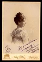 1907 bylanfeldi Troján Paula (1859-1930), nagysötétági Hoffmann Hugó (1851-1923) táborszernagy feleségének portréja, keményhátú fotó, Uher Ödön budapesti műterméből, feliratozva, 16,5×11 cm