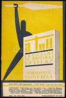 1929 A Toll Irodalmi és kritikai hetilap. Főszerkesztő Zsolt Béla. Kis példányszámú értelmiségi hetilap, benne Zsolt Béla, Kemény Simon, Márai Sándor, Szász Zoltán, József Attila és mások írásaival. A borító Berény Róbert munkája. Budapest, 1929. augusztus 25., I. évfolyam, 19. szám, 42 p. Kiadói tűzött picit foltos papírkötésben.