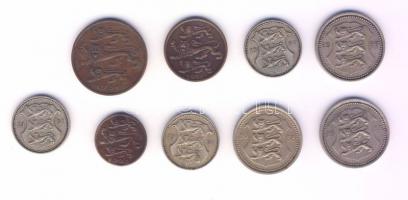 Észtország 1929-35. 1s (1x), 2s (1x), 5s (1x), 10s (3x), 20s (3x) T:2,2/3