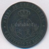 Spanyolország 1868OM 5c Cu "II. Izabella" T:2-,3 ph.
Spain 1868OM 5 Centimos Cu "Isa...