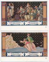 Budapest V. Erzsébet Királyné Szálló étterem és söröző pince, Sándor Béla falfestménye Petőfi János ...