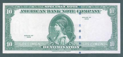 USA 1929. 10$ "Specimen" újnyomat eredeti nyomólemezzel T:I