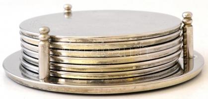 Díszes fém poháralátét szett, 6 db, d: 9,5 cm