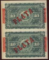 Kuba 1896. 10P, hátlapon piros "PLATA" fny-sal, függőleges párban T:I RR!!