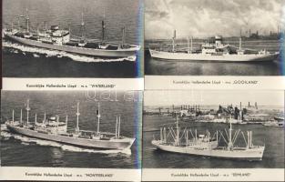 Sokpéldányos képeslap tétel : kb. 300 db hajókat ábrázoló lap, 1950 körüli kiadás, 44 féle, T1 minőségű használatlan lapok. Viszonteladónak ajánljuk. / Stock of ships cards: about 300 pcs, 4 different, of excellent quality issued about 1950.