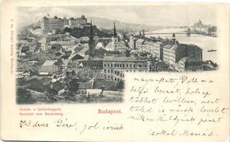 Budapest, Vajdahunyad vára, Kilátás a Gellért hegyről, kiadja Divald Károly - 2 db régi képeslap / 2 pre-1945 postcards