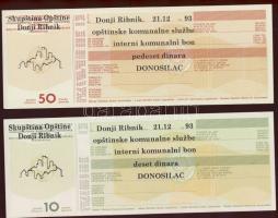 Jugoszlávia 1993. teljes bon sor "Donji Ribnik" 5 klf darab T:I