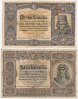 1920. 50K &quot;Orell Füssli Zürich&quot; + 100K &quot;Orell Füssli Zürich&quot; + 1923. 100K (2x) egyik  &quot;T.W.&quot; jelöléssel, a másik &quot;Magyar Pénzjegynyomda Rt. Budapest&quot; + 500K &quot;T.W.&quot; jelöléssel T:II,III fo.