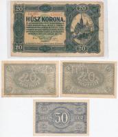 1920. 20f (2x) + 50f + 1K (2x) egyik sötétebb színű alapnyomattal + 2K (2x) + 10K + 20K T:III,III-