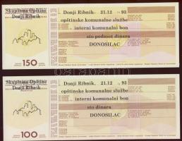 Jugoszlávia 1993. teljes bon sor "Donji Ribnik" 5 klf darab T:I