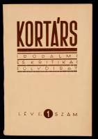 1957 Kortárs. Irodalmi és kritikai folyóirat. Szerkesztették Darvas József, és Tolnai Gábor. Budapest, 1957, 159 p. 1957 Szeptember, I. évfolyam 1. szám. Kiadói papírkötés.